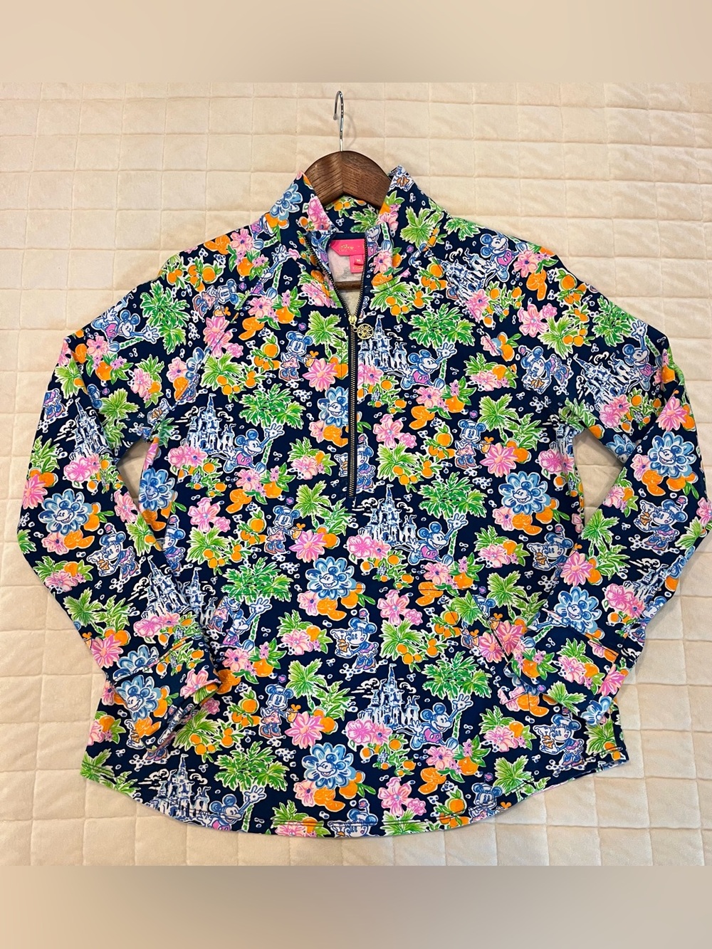 Lilly Pulitzer Disney women’s Navy Floral Half-Zip Pullover